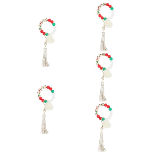 GALPADA 5 STK Quaste Fellknäuel Armband Weihnachtsstrumpffüller Armband Für Geldbörse Armband Für Jugendliche Mädchen Armband-anhänger Taschenanhänger Kunsthandwerk-anhänger Kieselgel Weiß von GALPADA