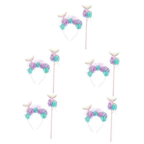 GALPADA 5sätze Mermaid Kostümset Mit Haarreifen Und Zauberstab Glitzernde Meerjungfrau Accessoires Für Geburtstagsfeiern Cosplay Und Themenpartys von GALPADA