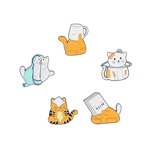 GALPADA 5 Stück Cartoon Brosche Cartoon Broschen Rucksack Pin Broschen Schmuck Für Frauen Tier Pin Legierungsbroschen Pin Für Hüte Katzen Pin Katzen Broschen Pin Für Rucksäcke von GALPADA