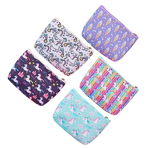 GALPADA 5stücke Cartoon Geldbörsen Mit Einhorn-Design Praktische Münzbeutel Für Kleine Gegenstände Für Mädchen Und Damen Mit Reißverschluss Und Schlüsselring von GALPADA