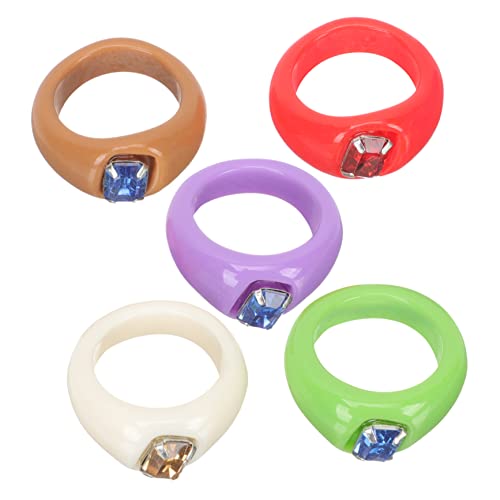 GALPADA 5 Stück Großer Diamantring Party Fingerring Stapelbare Ringe Stapelbarer Fingerring Fingerdekor Ringe Stilvoller Fingerring Fingerringe Feinerer Harzring Harzring von GALPADA