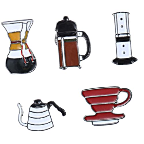 GALPADA 5 Stück Kaffee Kannen Emaille Pins Brooches für Kleidung Rucksack Anstecknadeln Modisch Leicht Langlebig Geschenkidee von GALPADA