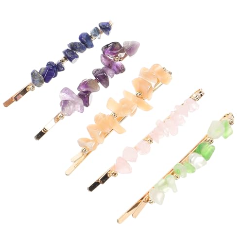 GALPADA 5 Stück Natürliche Edelstein Haarklammern mit Strassbesatz Bunte Metall Haarnadeln für Damen Eleganter Haarschmuck für Hochzeit Party Alltag und Festliche Anlässe von GALPADA