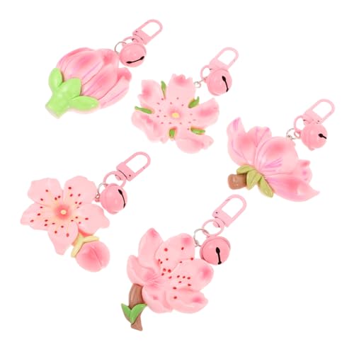 GALPADA 5 Stück Teiliges Blossom Schlüsselanhänger mit Glöckchen Süßes Pendant für Handtaschen Rucksäcke Geldbörsen für Frauen Dekoration von GALPADA