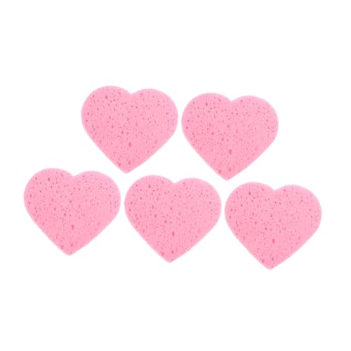 GALPADA 5 Stück Teiliges Herzförmige Wiederverwendbare Make Up Entferner Schwämme aus Holzstoff für Sanfte Gesichtsreinigung und Peeling für Empfindliche Haut von GALPADA