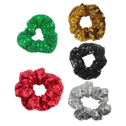 GALPADA 5 Stück Teiliges Pailletten Haargummi Elastische Bunte Haarringe Weihnachts Haarschmuck für Damen und Mädchen zu Haaren Geeignet für Pferdeschwanz Dutt Party und Alltag von GALPADA