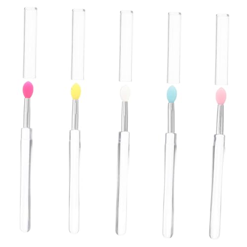 GALPADA 5 Stück Teiliges Silikon Make up Pinsel mit Transparentem Stiel Langlebige Runde Silikonköpfe Wiederverwendbar Vielseitig für Lippen Lidschatten und Leicht und Kompakt für von GALPADA