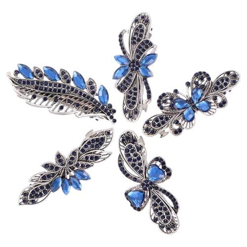 GALPADA 5 Stück Teiliges Strass Haarschmuck Automatische Feder Haarspangen für Mädchen und Damen Modische Haarklammern für Party Hochzeit Alltag Geeignet für Dickes und Zartes Haar von GALPADA