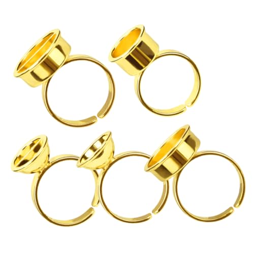 GALPADA 5 Stück Teiliges Tattoo Ink Ring Cups in Gold Wiederverwendbare Leicht zu Reinigende Pigmentbehälter für Augenbrauen Tattoo und Wimpernkleber Kompakt und Tragbar für Microblading von GALPADA