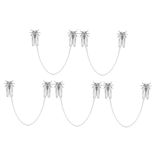 GALPADA 5 Stück Teiliges Tierbroschen Silberne Zikaden-anstecknadeln mit Quasten und Ketten Sichere Metall-schalclips Modische Reversnadeln für Männer und Frauen Vielseitige Anstecker für von GALPADA