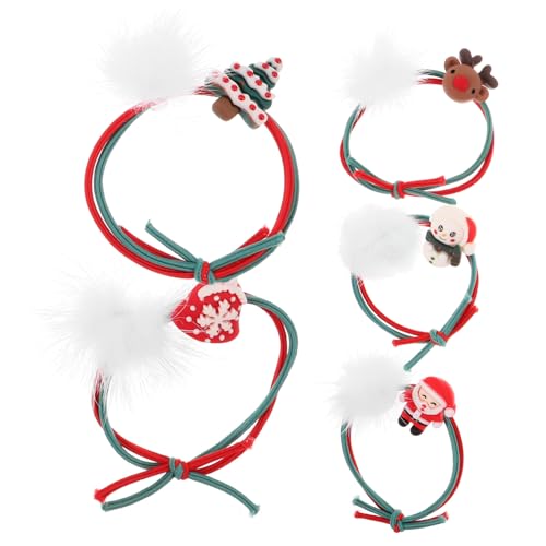 GALPADA 5 Stück Teiliges Weihnachts Haargummis für Mädchen Elastische Weiche Haargummis mit Weihnachtsbaum Stabile und Bunte Haarbänder für Party Geburtstagsfeier und Festliche Anlässe von GALPADA
