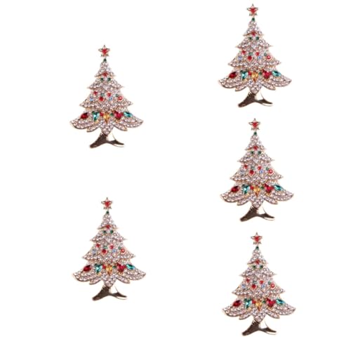 GALPADA 5 Stück Weihnachtsbaum Brosche mit Bunten Strasssteinen Robuste Anstecknadel Festlicher Schmuck für Damen und Mädchen für Weihnachten Hochzeit Geburtstag und von GALPADA