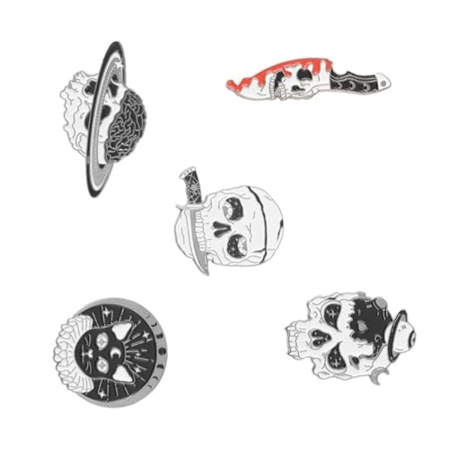 GALPADA 5stücke Teiliges Halloween Broschen Skull Katzen Und Messer Design Leichte Anstecker Für Kleidung Schals Und Hüte Dekoration Für Gruselige Outfits von GALPADA