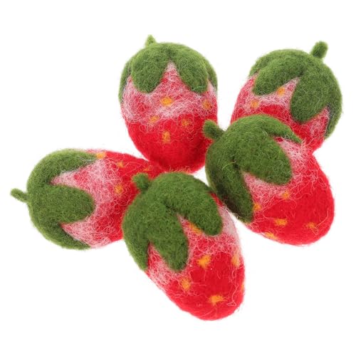 GALPADA 5St Filz-Erdbeer-Accessoires kinder bastelset basteln für kinder kleider dekor selber machen lockige Haarspangen Haarklammer Erdbeeren filz DIY erdbeerdekor Haarnadel-Dekor Obst von GALPADA