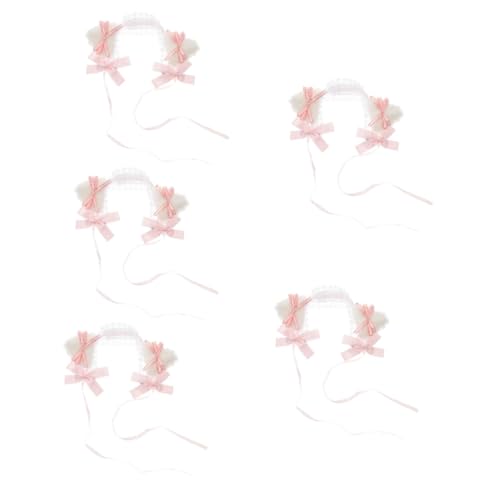 GALPADA 5stücke Katzenohren Haarschmuck Mit Schleife Niedliches Lolita Stirnband Für Teeparty Cosplay Und Dekoration Weiches Material Bequeme Passform Vielseitiges Accessoire Für von GALPADA