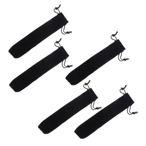 GALPADA 5Stücke Kordelzug Stiftbeutel aus Schwarz für Schule und Vielseitig Einsetzbar für Schreibwaren und Kleine Gegenstände von GALPADA