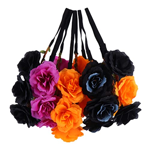 GALPADA 5st Halloween-haarband Kopfbedeckung Für Halloween Halloween-party-kopfschmuck Halloween-blumen Hawaiianische Strandparty- Chiffon-blumen Haarnadel Stoff Skelett Kind von GALPADA