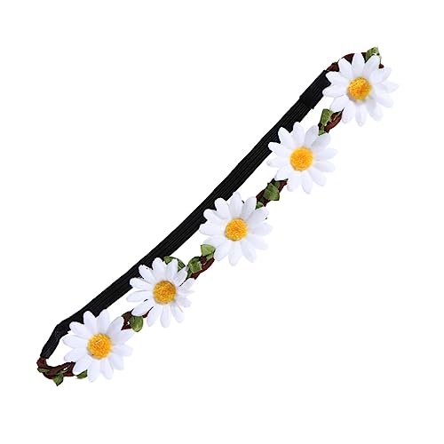 GALPADA 5st Hawaiianisches Blumenstirnband Frauen Blumenkrone Kopf Blumenkranz Strandgirlande Blumen-haarschmuck Blumen-haarband Damen-stirnband Haarkranz Weiß Gänseblümchen Braut Mädchen von GALPADA