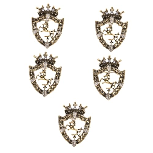 GALPADA 5st Schild-pferde-abzeichen-corsage Strassstifte Broschenknöpfe Verdecken Anstecknadel Für Kleidung Königin Brosche Männer Brosche Tier-kunst-pins Bausatz Golden Nachahmung Bohrer von GALPADA
