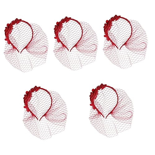 GALPADA 5st Stirnband Aus Mesh-spitze Schleier-fascinator-mesh-spitzen-stirnband Hochzeitsschleier Für Bräute Weiß Hochzeitshüte Für Frauen Funkelnder Rock Braut Derby Haar Polyester von GALPADA