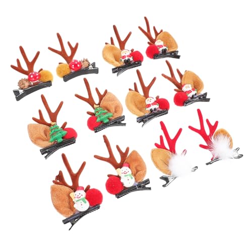 GALPADA 6 Paare Weihnachts Haarspangen Rentier Geweih Haarnadeln Leicht Weihnachtsschmuck für Damen Mädchen Party Haarschmuck Festliche Kopfbedeckung von GALPADA