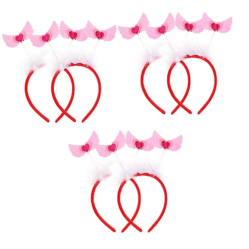 GALPADA 6 Stk Amor Kostüm Liebe Herz Haarband Valentinstag Haarband Lametta-herz-stirnband Valentinstag Herz Stirnband Herzkopf-boppers-stirnbänder Herz Kostüm Kind Flügel Stoff Schal von GALPADA