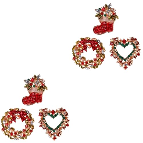 GALPADA 6 Stk Weihnachtsbrosche Weihnachtsstrumpffüller mit Strass besetzte Brosche Weihnachtskranz Weihnachtsschmuck weihnachts party dekorative Stifte Weihnachtsnadeln Strass-Brustnadel von GALPADA