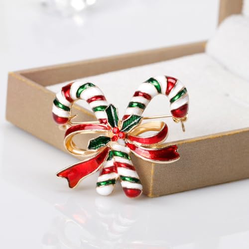 GALPADA 6 Stück Brosche in Spazierstockform, Strass-brustnadel für Weihnachtsfeiern, Mehrfarbiges Kleidungszubehör aus Legierung, 1,45 X 1,37 X 1,18 Zoll von GALPADA