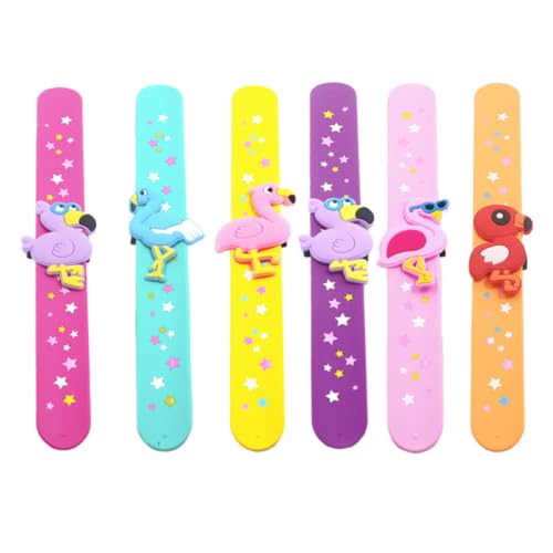 GALPADA 6 Stück Flamingo Silikon Slap Armbänder für Bunte Handgelenkband für Partys Hautfreundlich Flexibel und Lustig Perfektes für Mädchen und Jungen von GALPADA