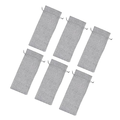 GALPADA 6 Stück Graue Jutebeutel Weinflaschen Tasche mit Kordelzug Wiederverwendbare Geschenkbeutel Atmungsaktive Flaschenhülle für Standard Weinflaschen für Party und Festtag von GALPADA