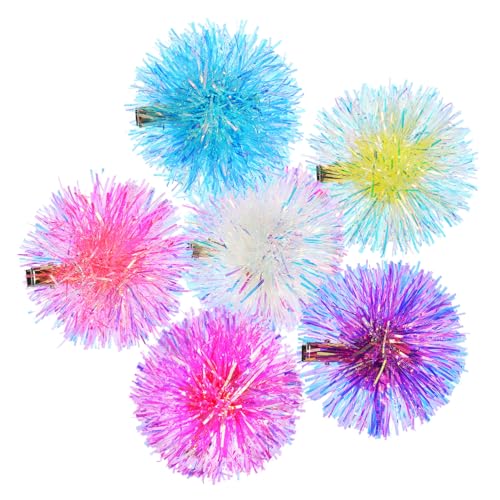 GALPADA 6stücke Kleine Haarspangen Mit Pompon-design Flauschigen Bällen Und Bunten Streifen Haaraccessoires Für Damen Leicht Und Tragbar Partytauglich Als Haarschmuck von GALPADA