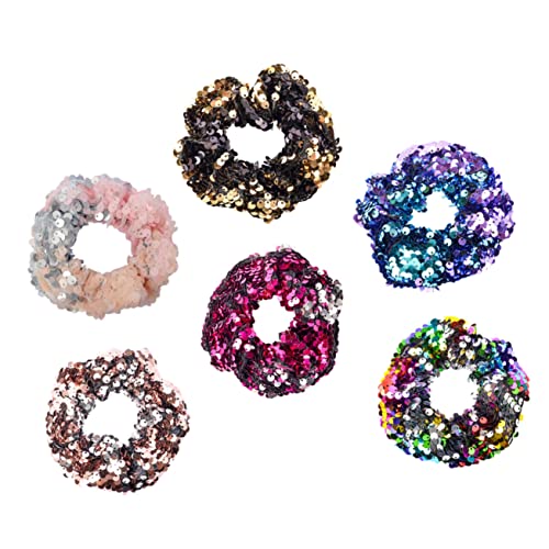 GALPADA 6 Stück Pailletten Haargummis für Damen Elastische Haarbänder für Mädchen Ponytail Halter Zufälligen Farben für Sport Partys und Alltag Zufällige Farbe Zufällige Farbe von GALPADA