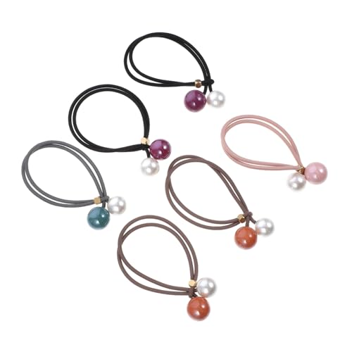 GALPADA 6 Stück Perlen Haargummis Elastische Haarbänder für Mädchen Kreative Ponytail Halter Dehnbare Haarschleifen Modische Haarseile für Alltag und Zufällige Farbe Zufällige Farbe von GALPADA