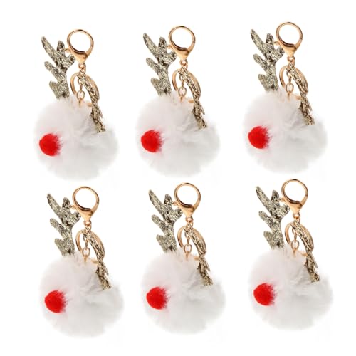 GALPADA 6 Stück Plüsch Elch Schlüsselanhänger mit Goldenem Karabiner Niedliche Tieranhänger als Taschen Schlüsselring Deko zum Aufhängen an Rucksack Handtasche und Auto von GALPADA
