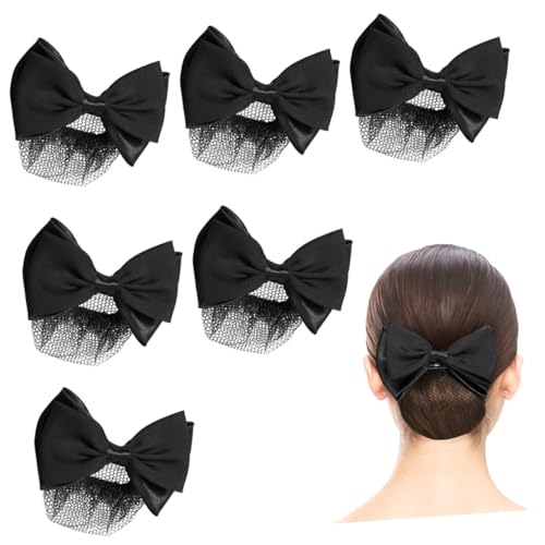 GALPADA 6 Stück Schwarzes Haarnetz für Dutt Elastisch Klassisch Eleganter Haarschmuck für Damen und Frauen Professionelles Haarnetz für Ballett Pflegeberufe und Festliche Anlässe von GALPADA