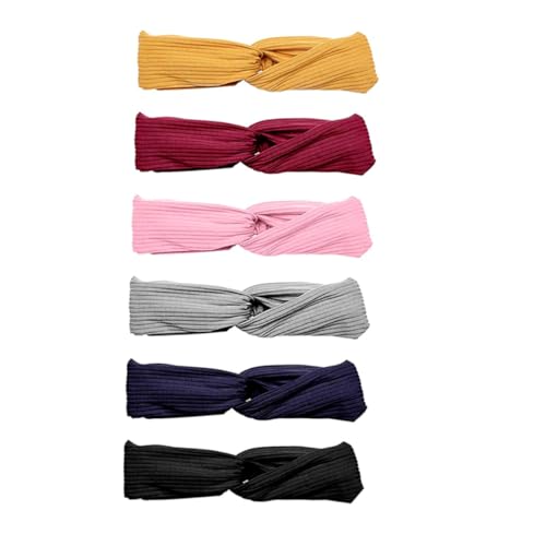 GALPADA 6 Stück Teiliges Damen Stirnband Elastisch Geknotet Leichtes Sport Haarband mit Kreuz Design Rutschfest für Yoga Laufen Fitness und Vielseitigen Outdoor Sportarten Geeignet von GALPADA