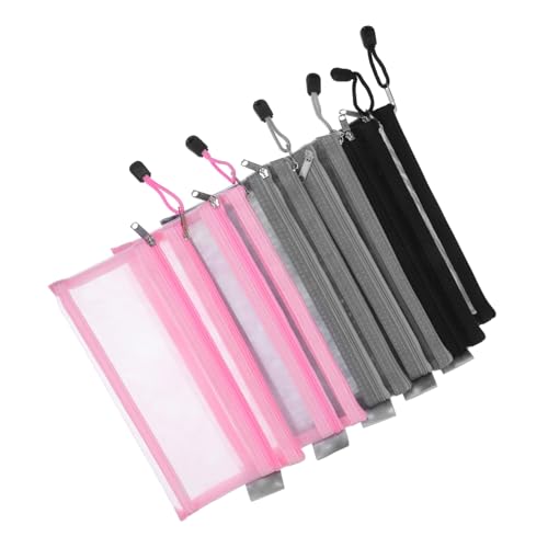 GALPADA 6 Stück Teiliges Federmäppchen Transparent Doppellagig aus Nylon Mesh mit Reißverschluss Leichte Robuste Stifttasche Vielseitiger Organizer für Schule Büro Reise Schnelles von GALPADA