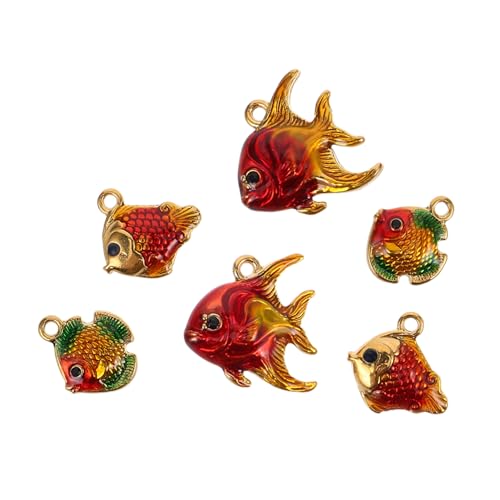 GALPADA 6 Stück Teiliges Fischanhänger Edelstahl mit Buntem Emaille-finish Niedliche Tieranhänger für DIY Halsketten und Armbänder Meeresinspirierte Schmuckzubehör für Kreative von GALPADA