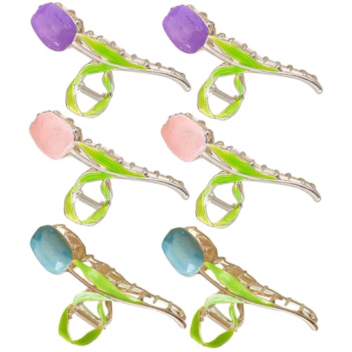 GALPADA 6 Stück Teiliges Große Tulpen Haarklammern aus Metall Robuste Haarspangen für Damen Geeignet für Dünnes Dickes Haar Dekorativer Haarschmuck für Alltag Party und Geburtstag von GALPADA
