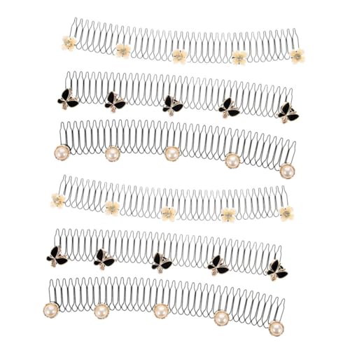 GALPADA 6 Stück Teiliges Haarkamm Stecken für Frauen und Mädchen Unsichtbarer Haarnadel kamm mit Dekorativen Perlen Schmetterlings Camellia designs Leichter Haarschmuck für Festen Sitz von GALPADA