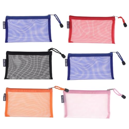 GALPADA 6 Stück Teiliges Netzstoff Reißverschluss Stifttaschen Multifunktionale Leichte Federmäppchen aus Strapazierfähigem Nylon für Schule Büro Reise zur Aufbewahrung von Stiften Karten von GALPADA