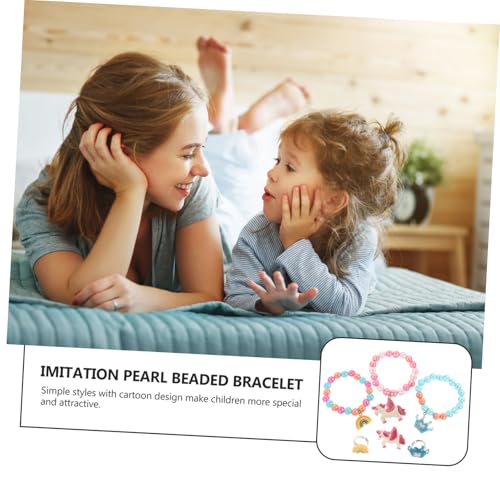 GALPADA 6 Stück Teiliges Perlenarmband Bunte DIY Armbänder und Finger Ringe Handgefertigt Langlebig Niedliches Einhorn design als Kindergeburtstags Mitgebsel und Alltagsschmuck von GALPADA