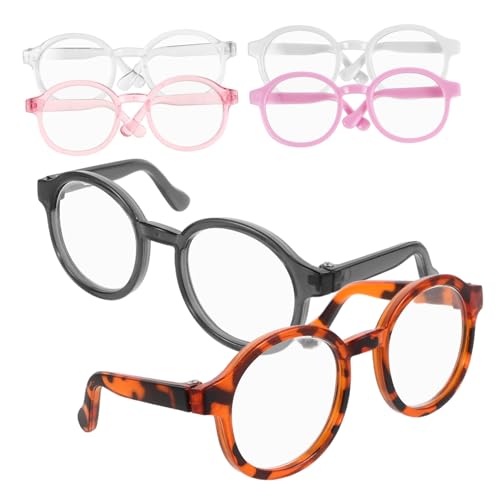 GALPADA 6 Stück Teiliges Runde Rahmen Puppenbrillen mit Klarem Kunststoffglas Leichte Miniatur-eyewear für Puppenkostüme DIY Accessoires für Puppenhaus und Kuscheltiere von GALPADA