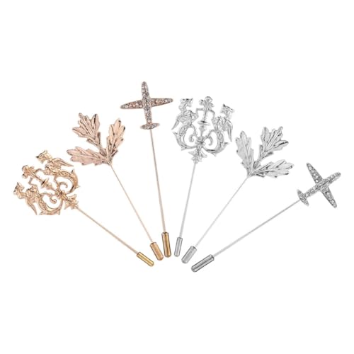 GALPADA 6 Stück Teiliges Vintage Herren Anstecknadel Robuste Reversbroschen mit Kristallende Vielseitige Kleidung Dekoration Wiederverwendbar Anstecker für Hemdkragen und Krawatten von GALPADA