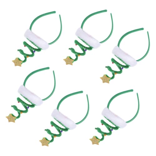 GALPADA 6 Stück Teiliges Weihnachts Haarband für Grüne Frühlingsspirale Leichtes Strapazierfähiges Stoffmaterial Lustiger Kopfschmuck für Weihnachtsfeier und Karneval Festliche Xmas Party von GALPADA