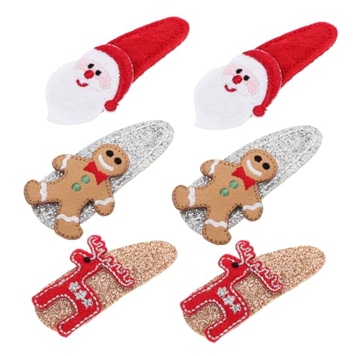 GALPADA 6 Stück Teiliges Weihnachts Haarschmuck Kleine Glitzer Haarspangen Santa und Rentier Motive Leicht und Bequem für Mädchen Festliche Xmas Haarclips Party Zubehör von GALPADA