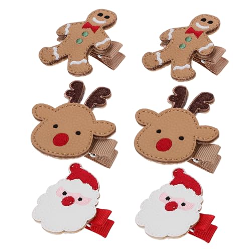 GALPADA 6 Stück Teiliges Weihnachts Haarspangen für Gestaltete Haarklammern mit Santa Rentier und Lebkuchenmann Bunte Festliche Haarschmuck Accessoires für Mädchen Praktische Clips für von GALPADA