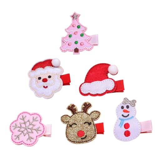 GALPADA 6 Stück Teiliges Weihnachts Haarspangen für Mädchen mit Weihnachtsmannmütze Schneeflocken Schneemann Festlicher Haarschmuck Sicher Haltend Kreativ Gestaltet für Weihnachtsfeiern von GALPADA