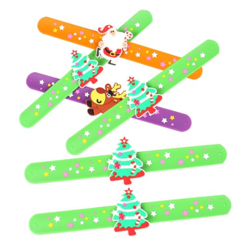GALPADA 6 Stück Teiliges Weihnachts-silikon-snap-armband Flexible Langlebige Slap Bracelets für Party Buntes Weihnachts-design Leichte Sichere Handgelenksbänder für Geburtstagsfeiern und von GALPADA
