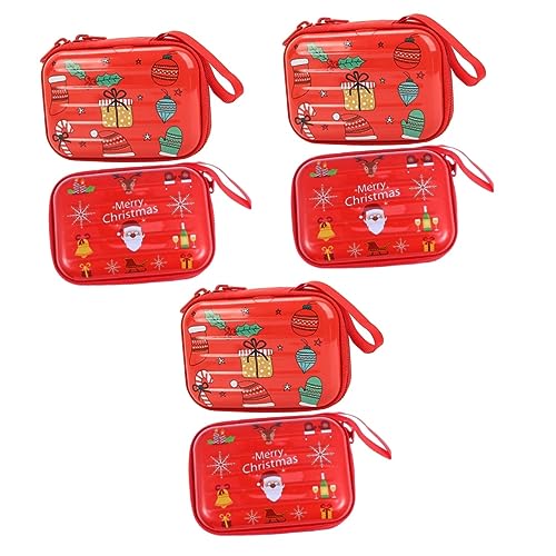 GALPADA 6stücke Mini Weihnachts-münzbeutel Rechteckiger Bedruckter Change Purse Reißverschluss Für Kleingeld Karten Und Kleine Accessoires Stilvolles Design Für von GALPADA